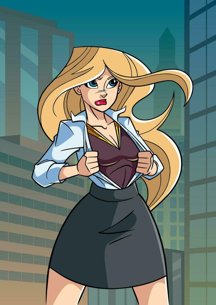 Superheroine Under Cover in City vector