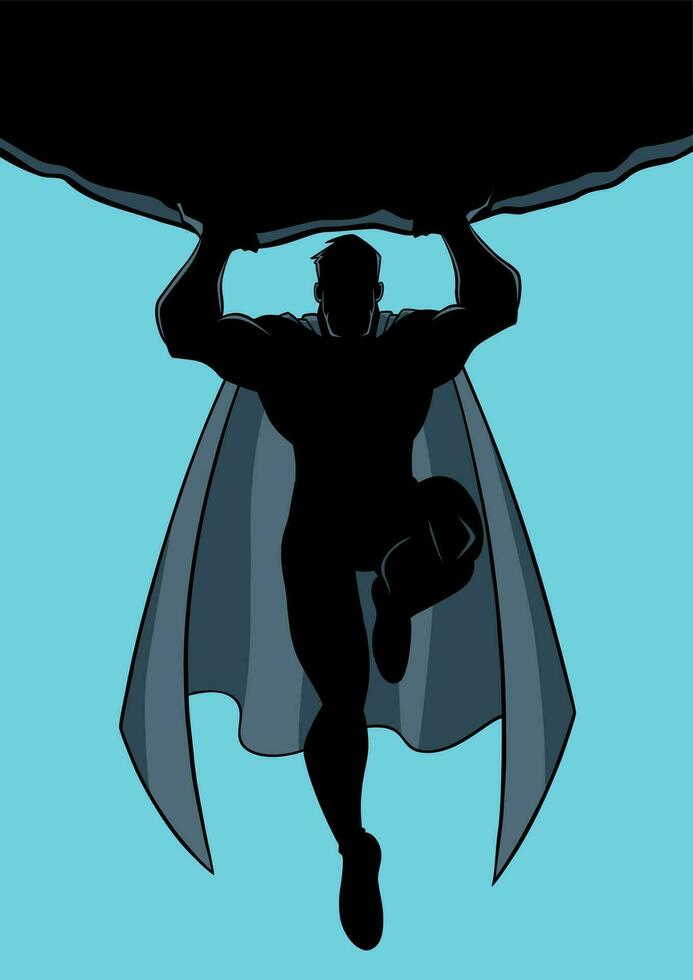 Superhero Holding Boulder Silhouette vector
