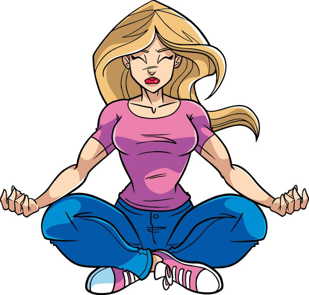 meditando mujer ilustracion vector
