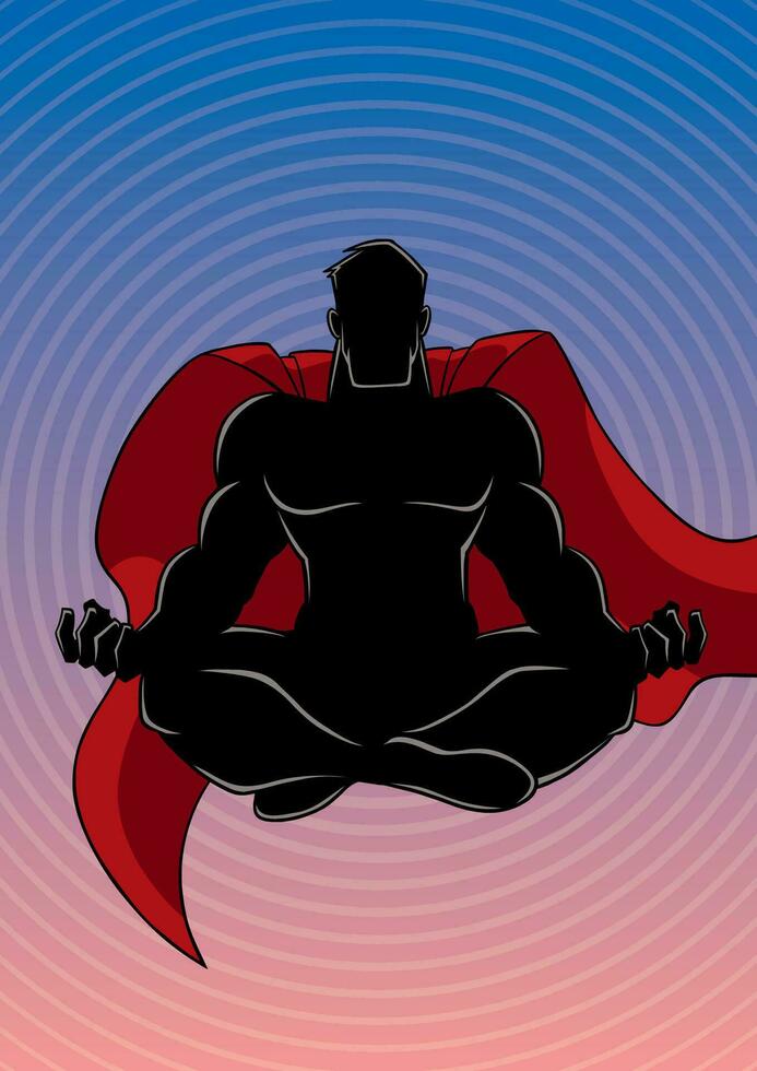 Superhero Meditating Background Silhouette vector