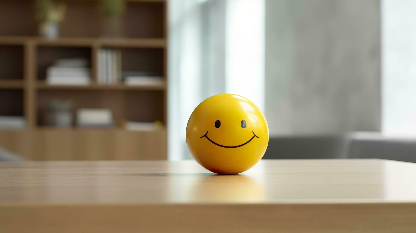 AI generated A Yellow Smiling Ball Can Promote a Positive Work Environment. Generative AI photo