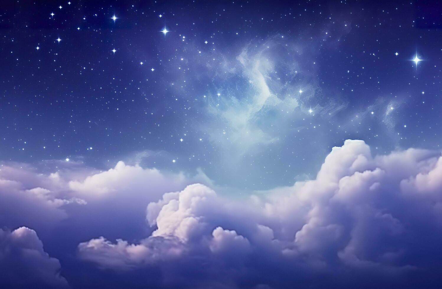AI generated Space of night sky with clouds and stars. Generative AI photo