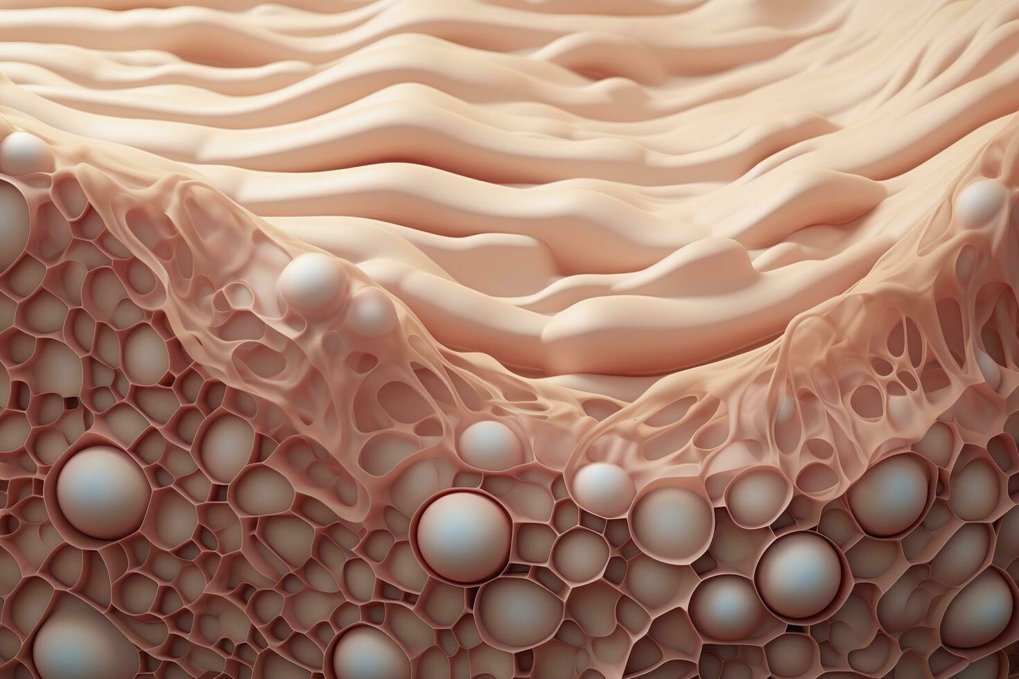 AI generated Saggy skin layer and skin cells, 3D rendering. Generative AI photo