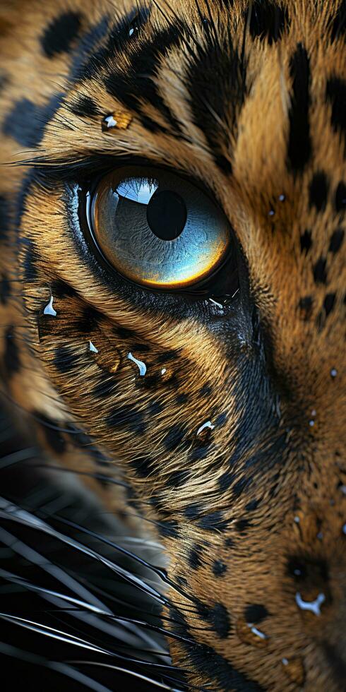 AI generated Leopard macro photography. AI Generated photo