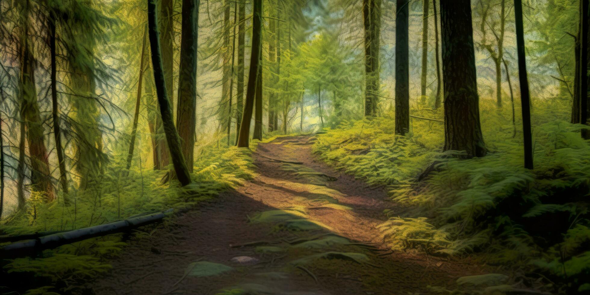 AI generated A road with Beautiful forest. AI Generated photo