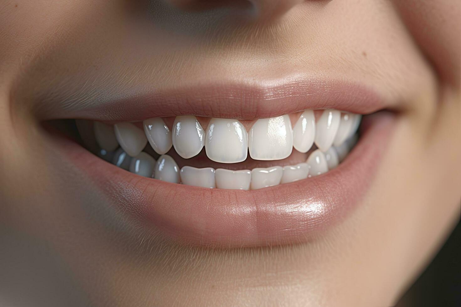 ai generado cerca arriba de un sonrisa con bonito blanco dientes. ai generado foto