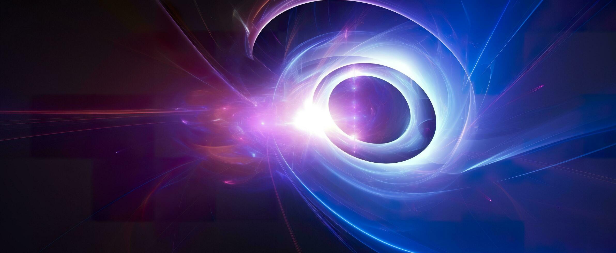 AI generated Neon colored glowing high energy singularity in space, 3D rendering. AI Generated photo