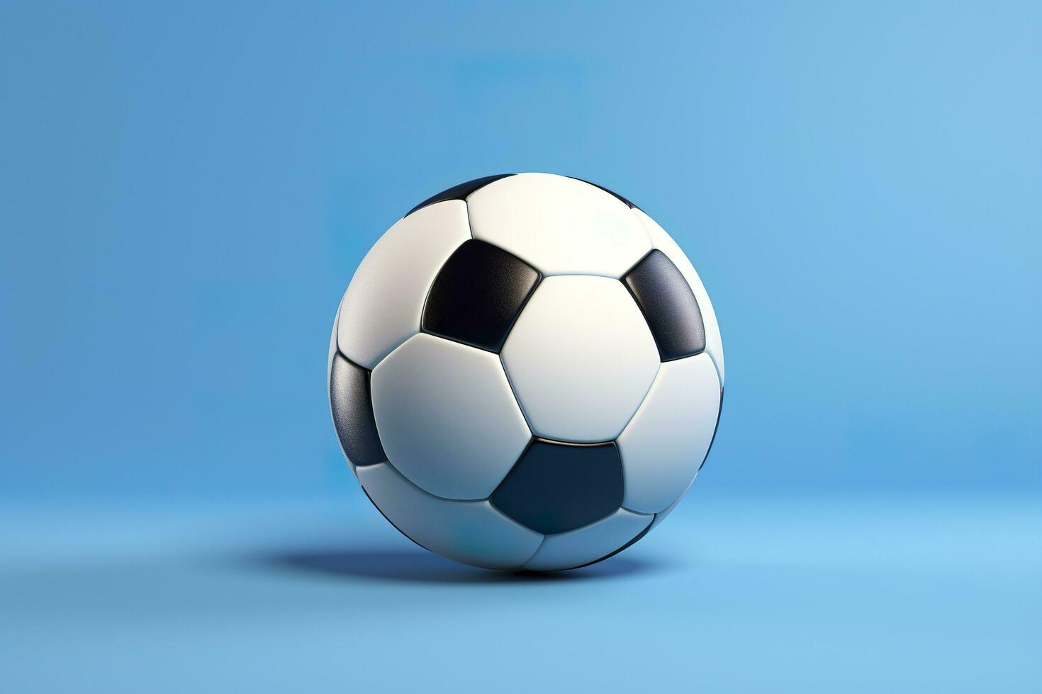 AI generated soccer ball on light blue background. Generative AI photo