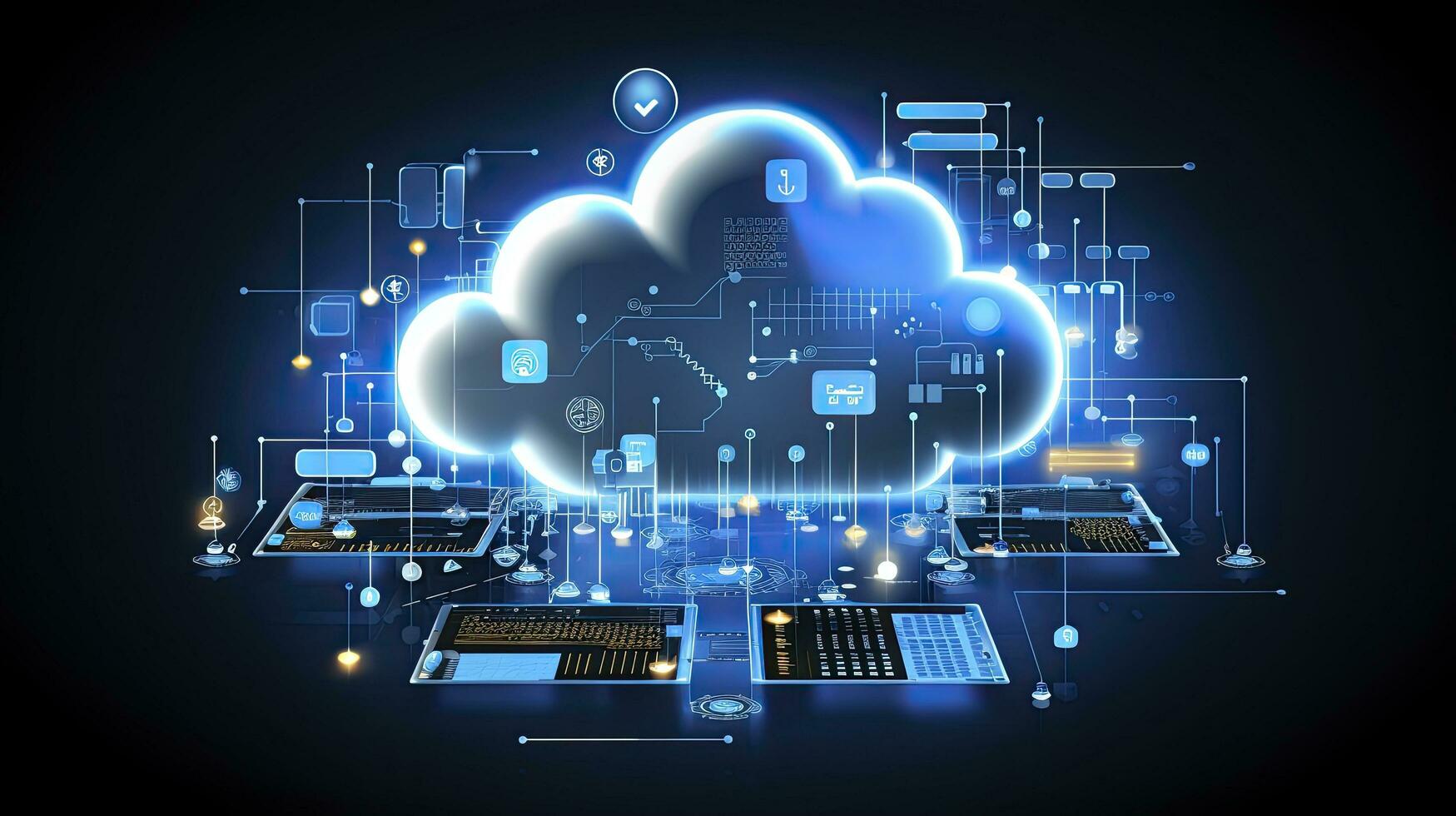 AI generated Abstract cloud computing technology concept. Generative AI. photo