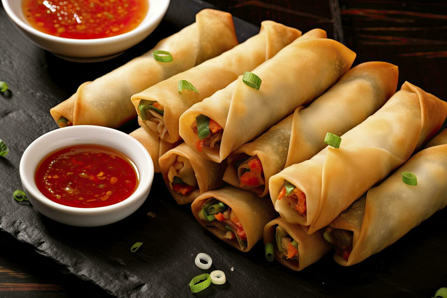 AI generated Egg rolls or spring rolls fried. AI Generated photo