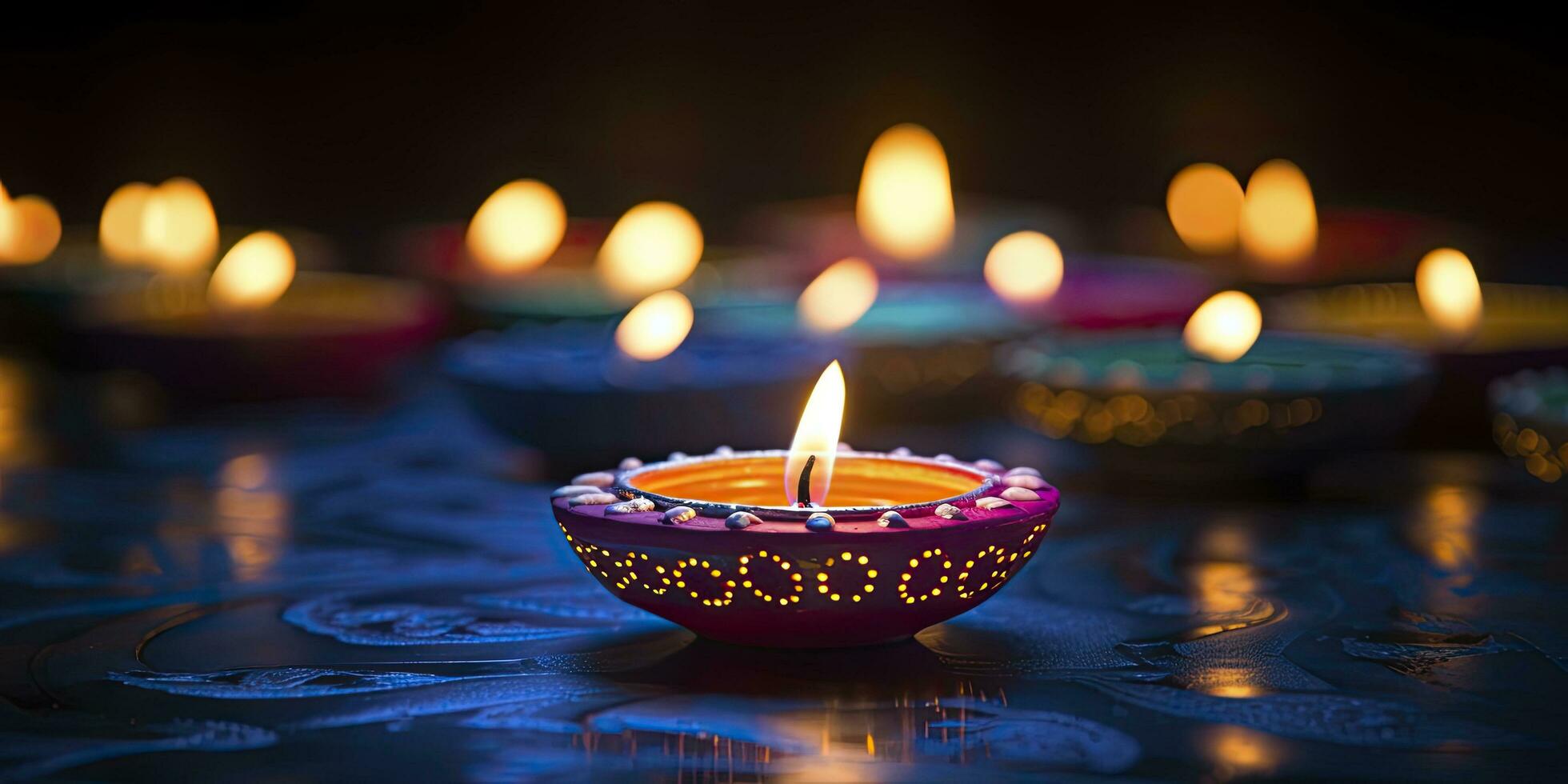 AI generated Happy Diwali. Diya oil lamps were lit during the celebration. AI Generated photo