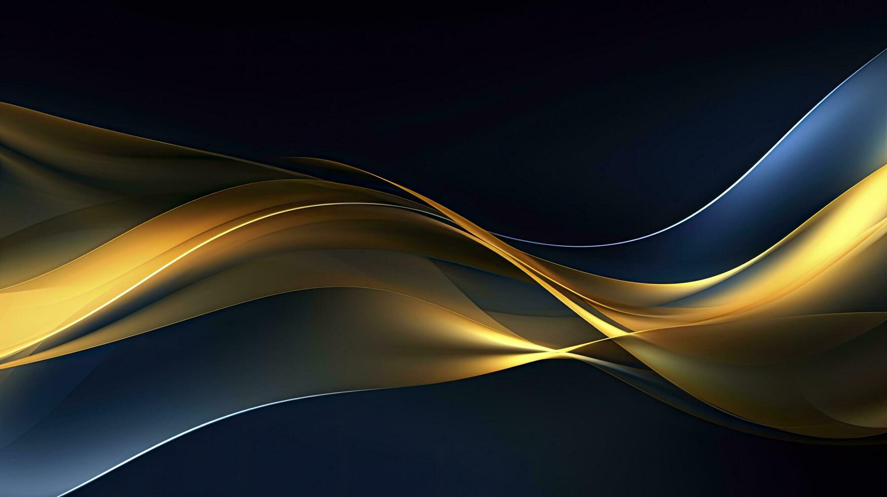 AI generated Gold and navy blue waves abstract. AI Generated. photo