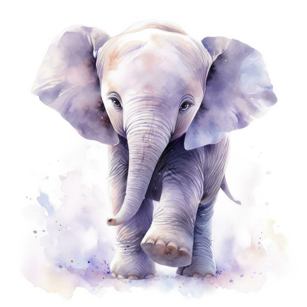 AI generated Watercolor Baby Elephant. AI Generated photo