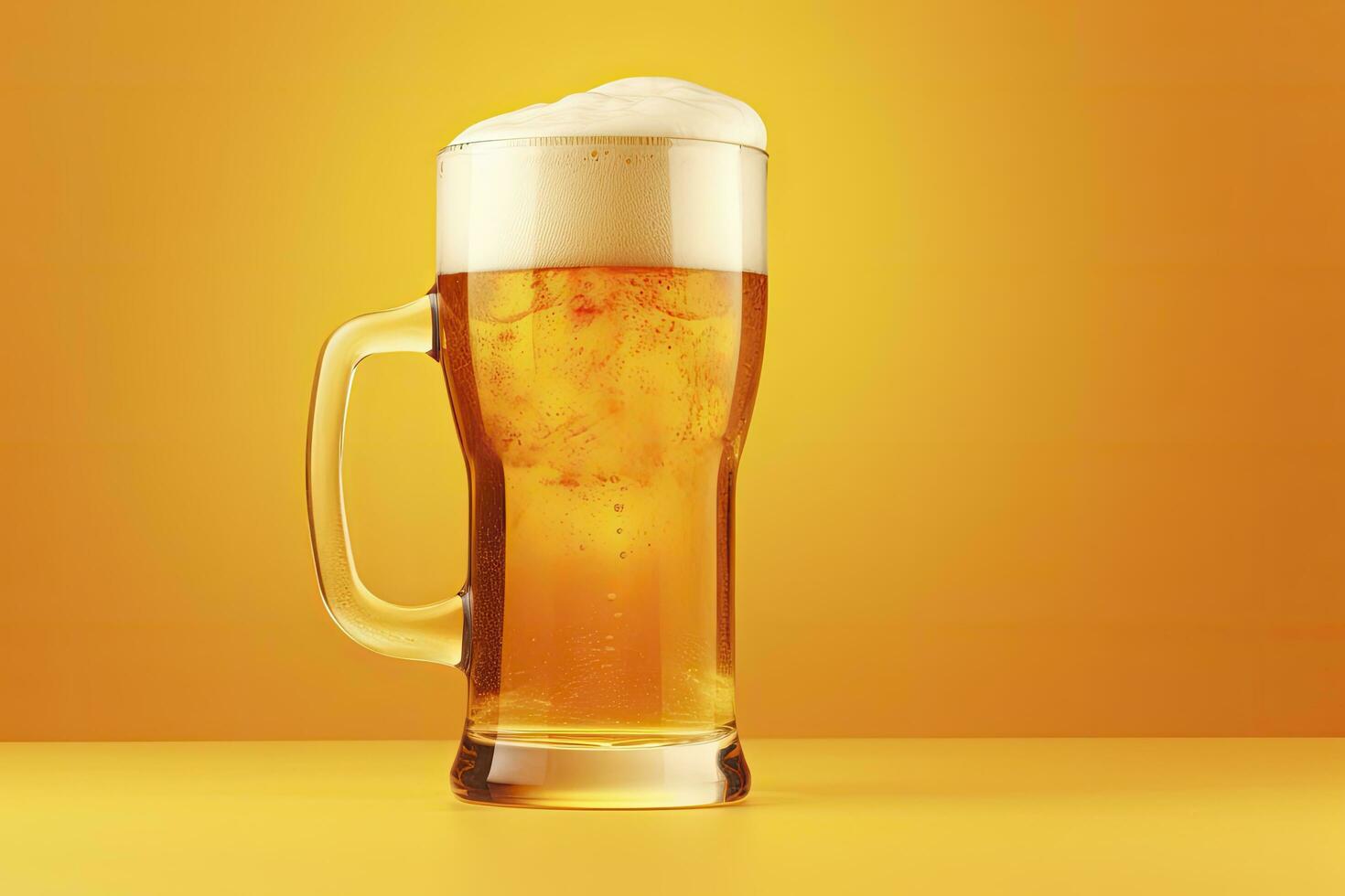 AI generated Beer glass with full beer isolated with a yellow background. AI Generated photo