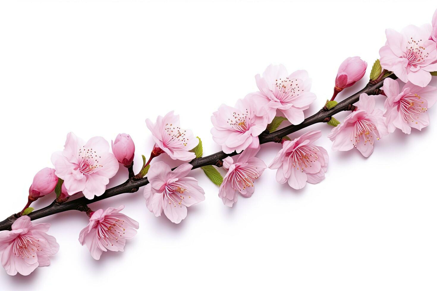 AI generated Sakura flowers isolated on white background. AI Generated photo