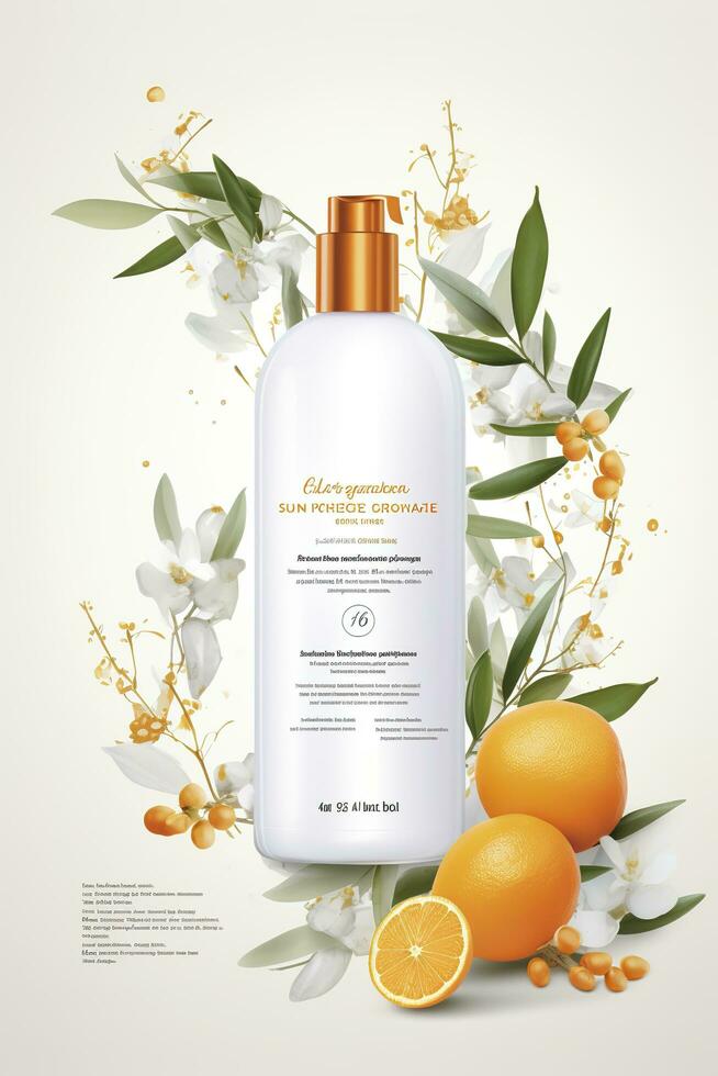 AI generated Beautiful flyer to present a store that sells products, body care, soap, cream, oil. Generative AI photo