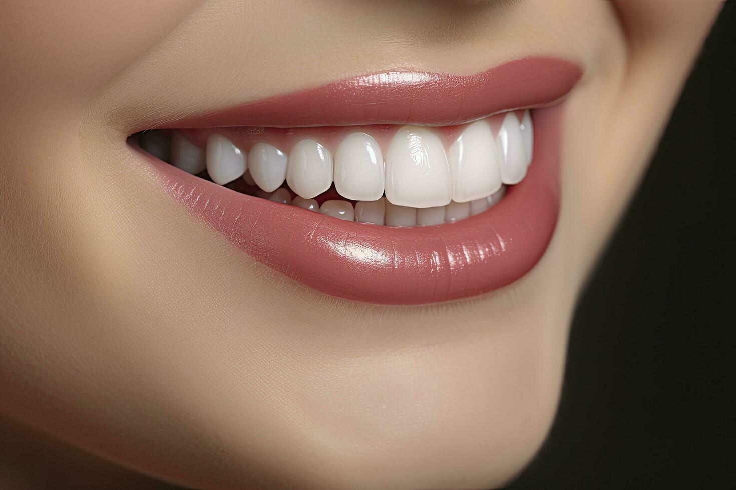 AI generated Close up of a smile with nice white teeth. AI Generated photo
