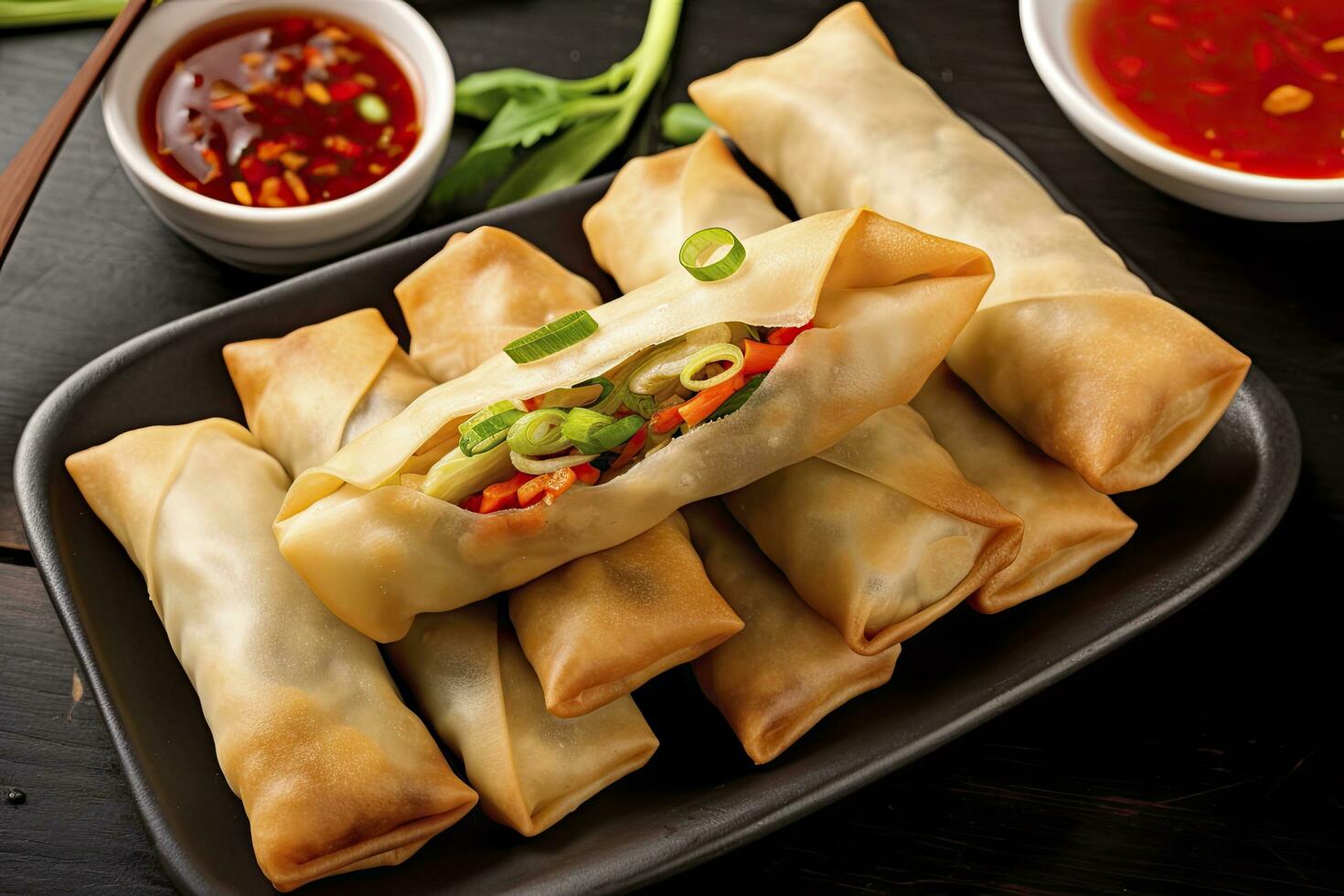 AI generated Egg rolls or spring rolls fried. AI Generated photo