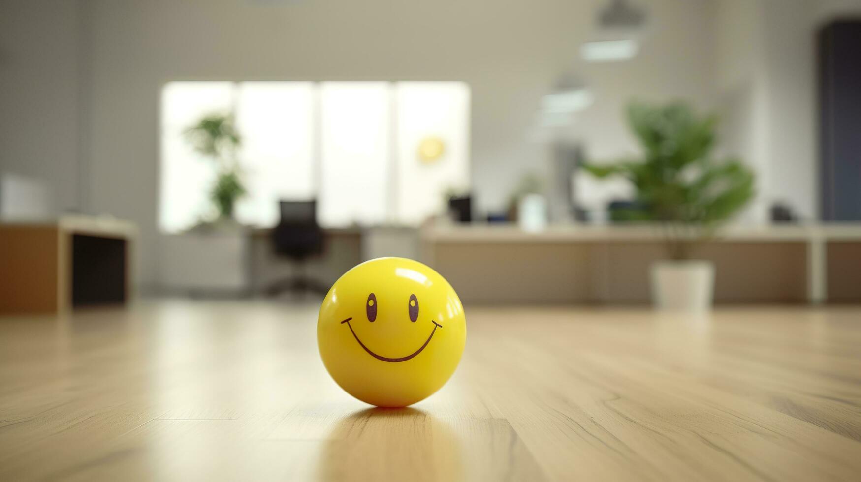 AI generated A Yellow Smiling Ball Can Promote a Positive Work Environment. Generative AI photo