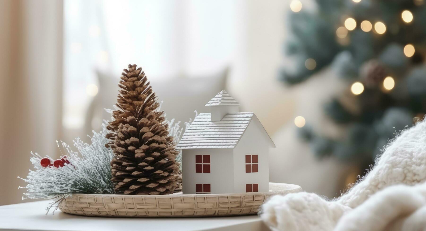 AI generated A cozy concept of festive home decoration for Christmas. AI Generated photo