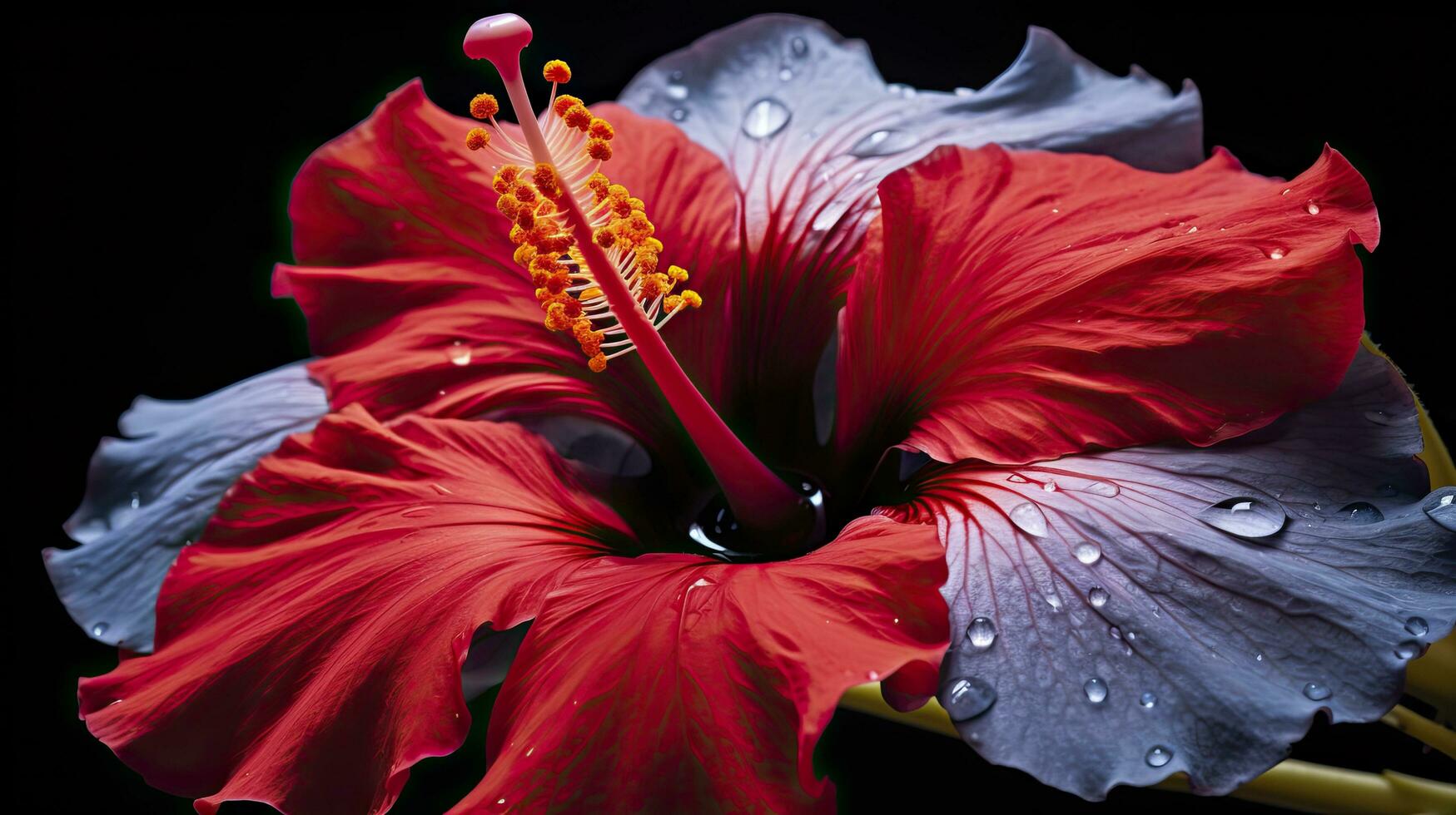 AI generated A hibiscus flower with a black background.AI Generated. photo