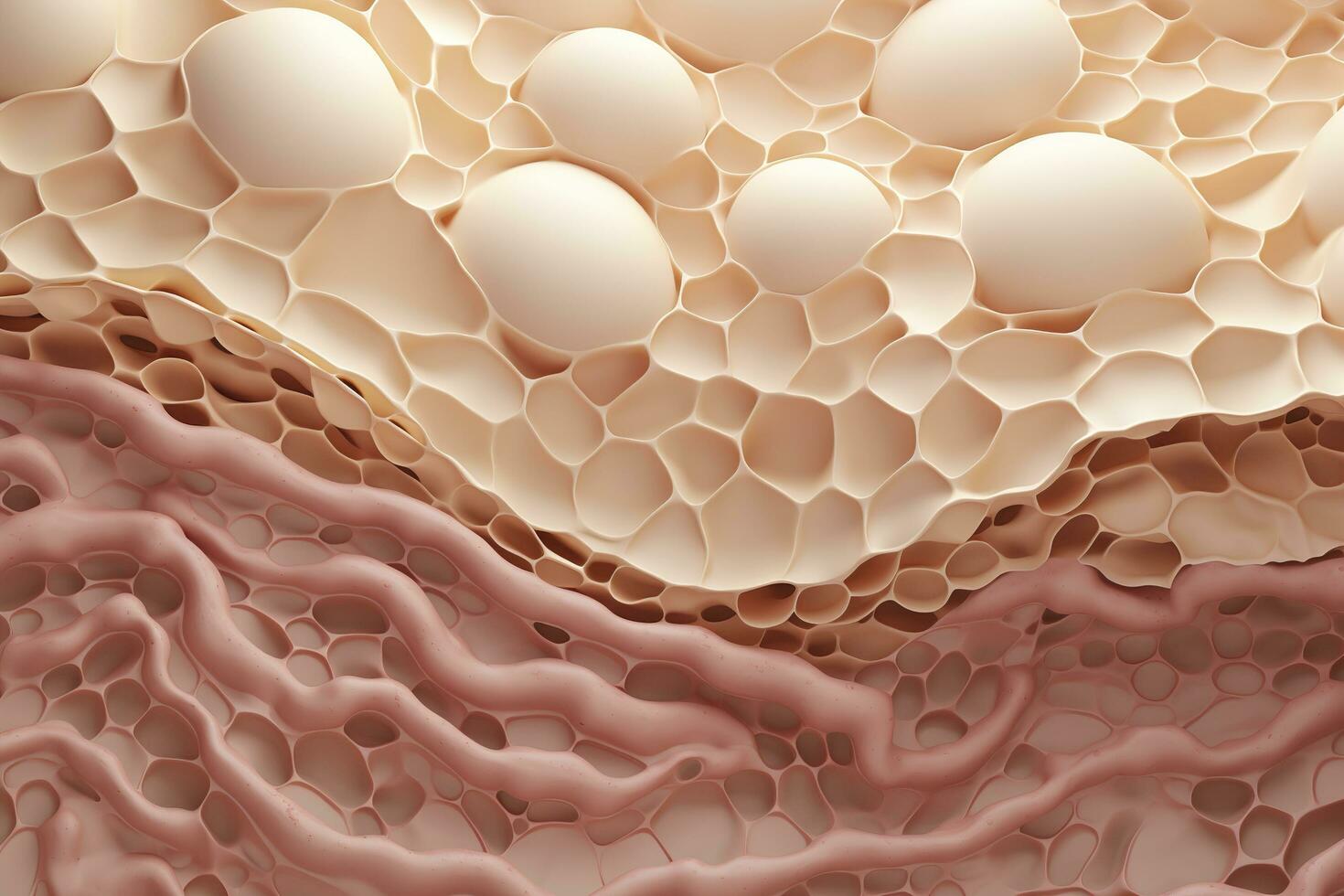 AI generated Saggy skin layer and skin cells, 3D rendering. Generative AI photo