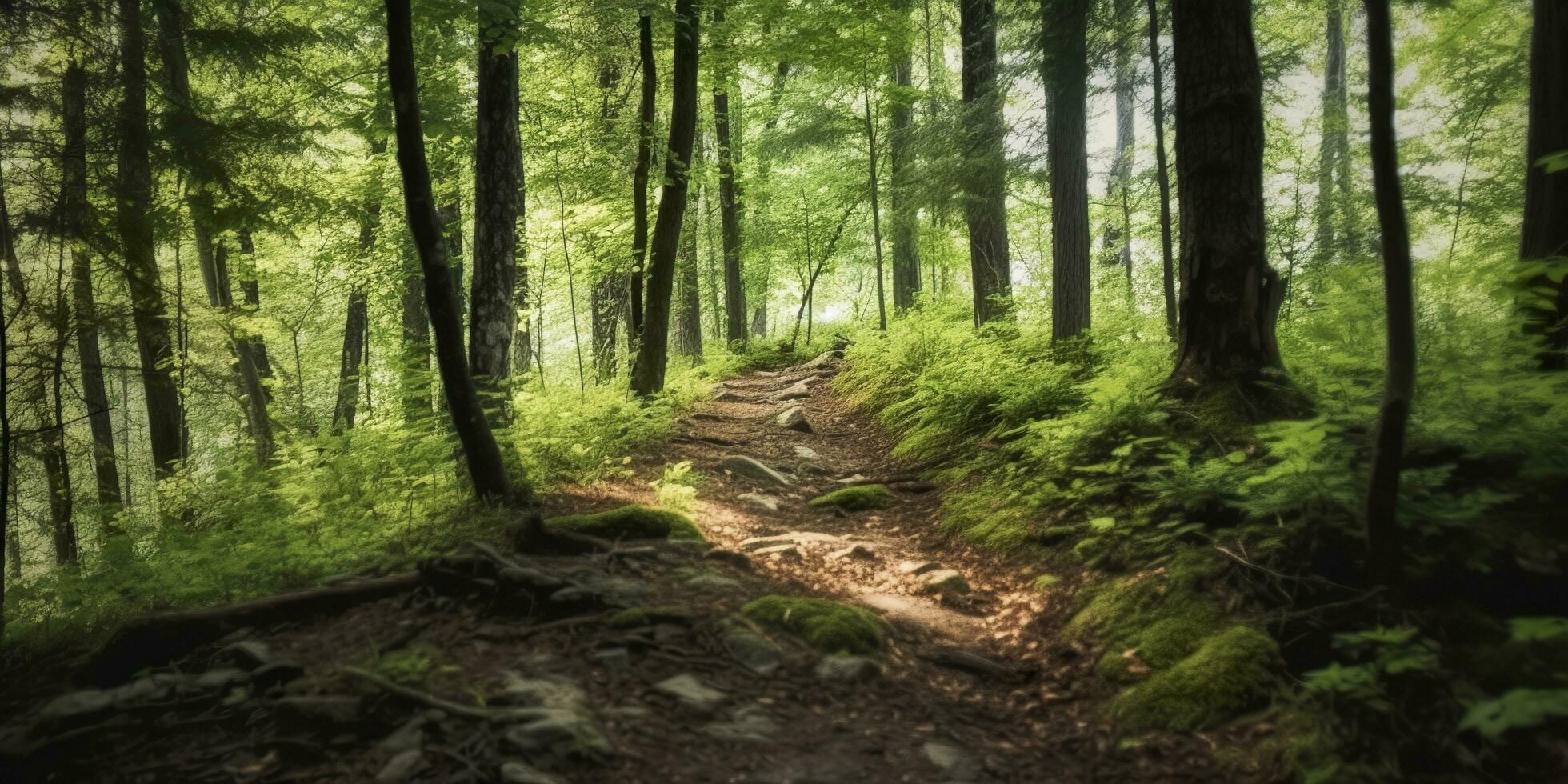 ai generado un la carretera con hermosa bosque. ai generado foto