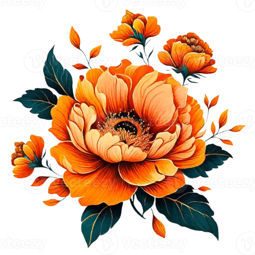 AI generated orange flower floral png