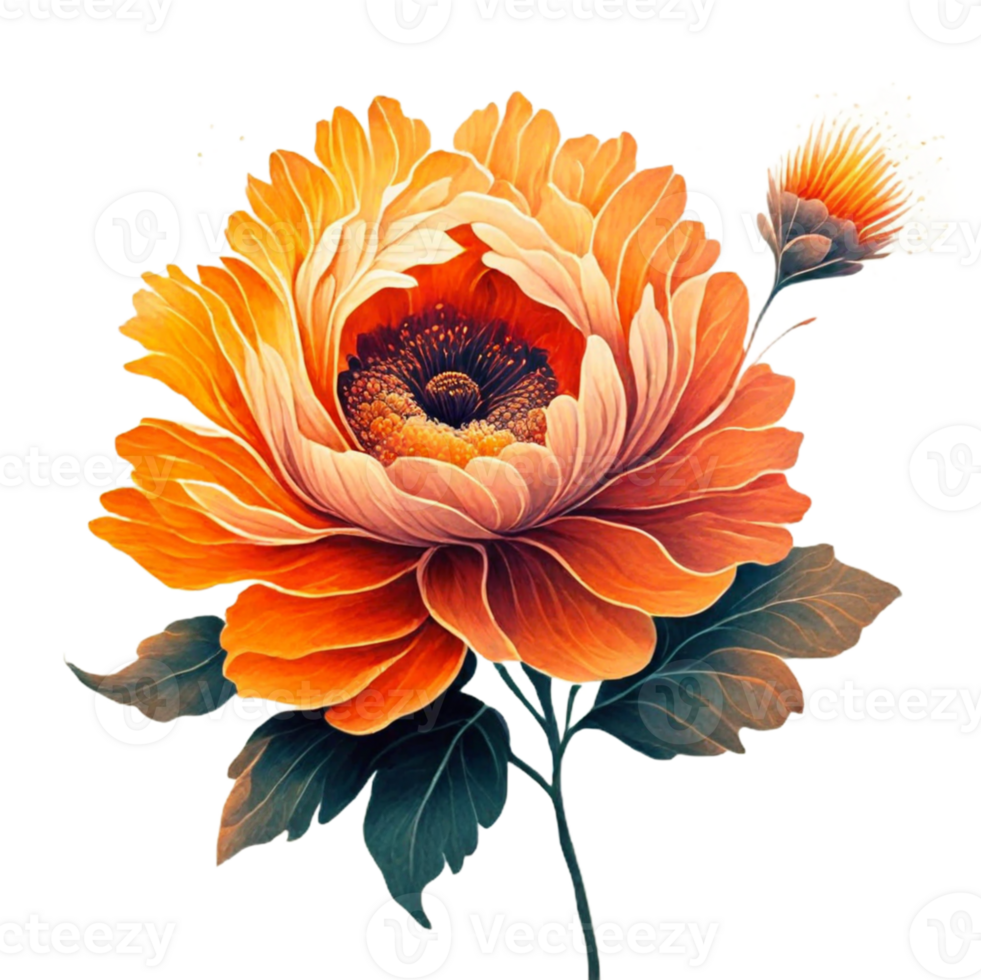 AI generated orange flower floral png