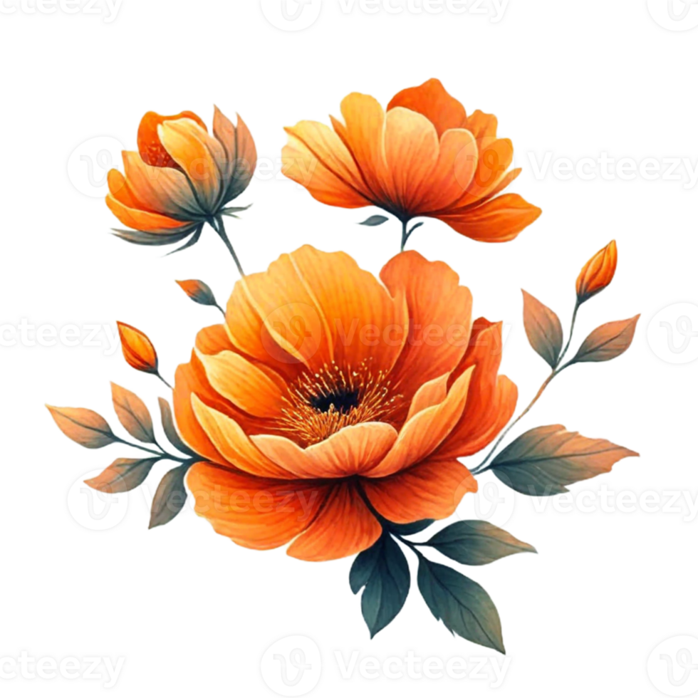 AI generated orange flower floral png