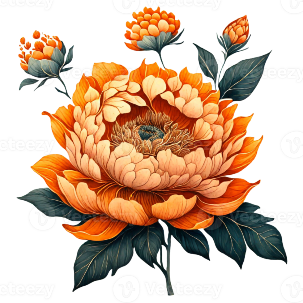 AI generated orange flower floral png