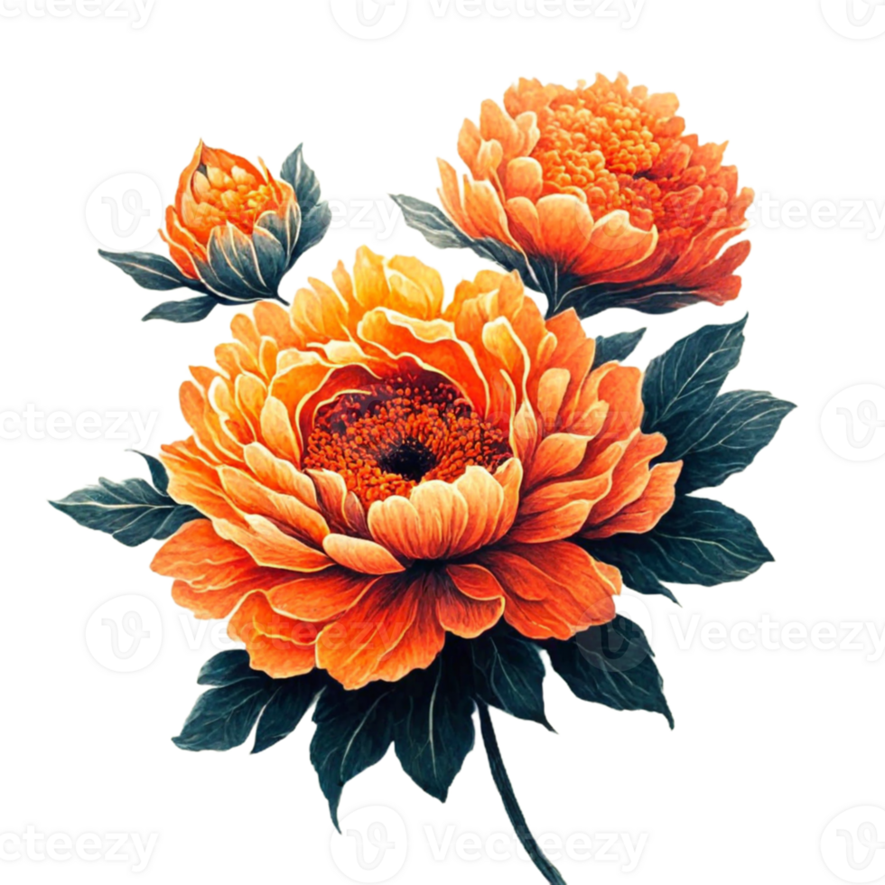 AI generated orange flower floral png