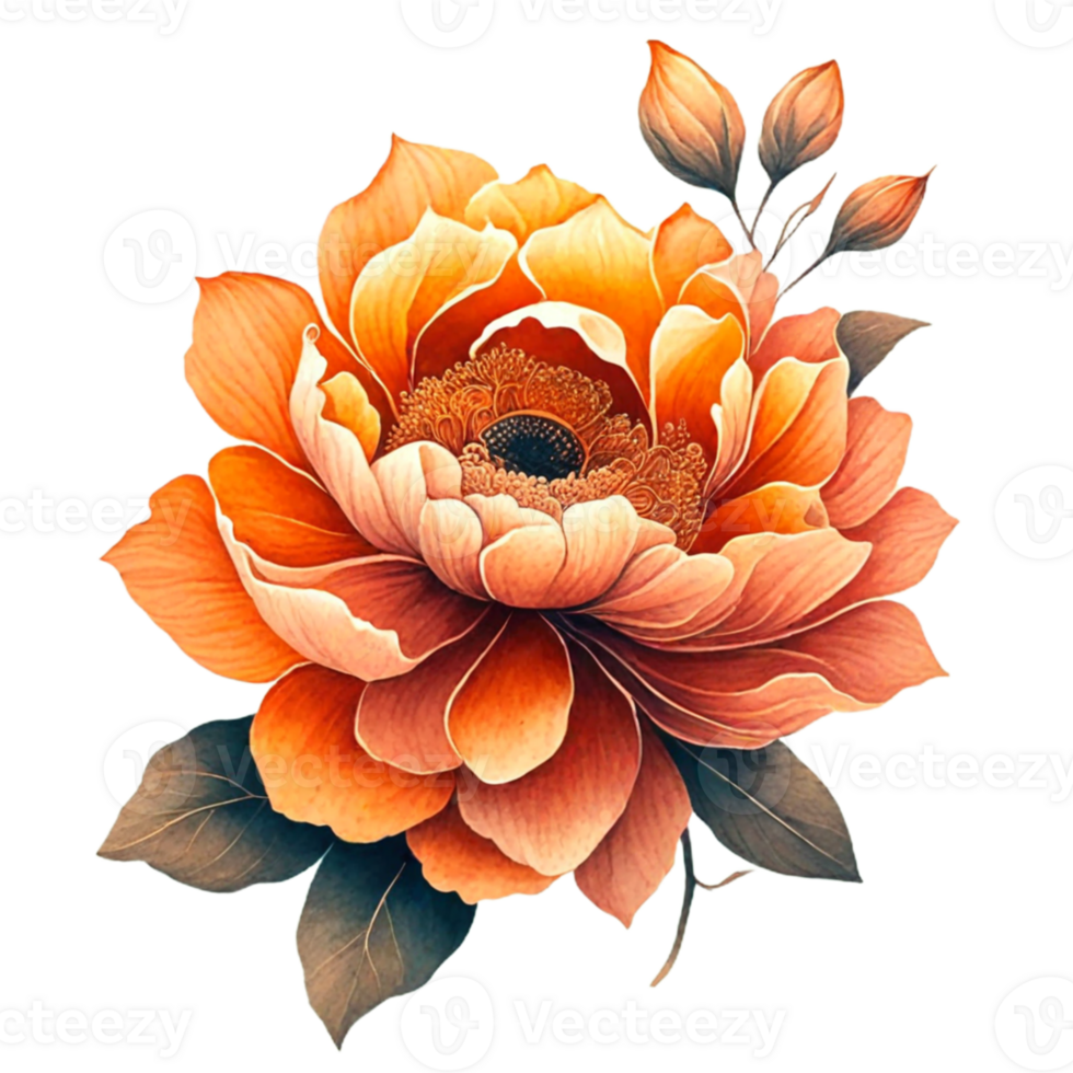 AI generated orange flower floral png