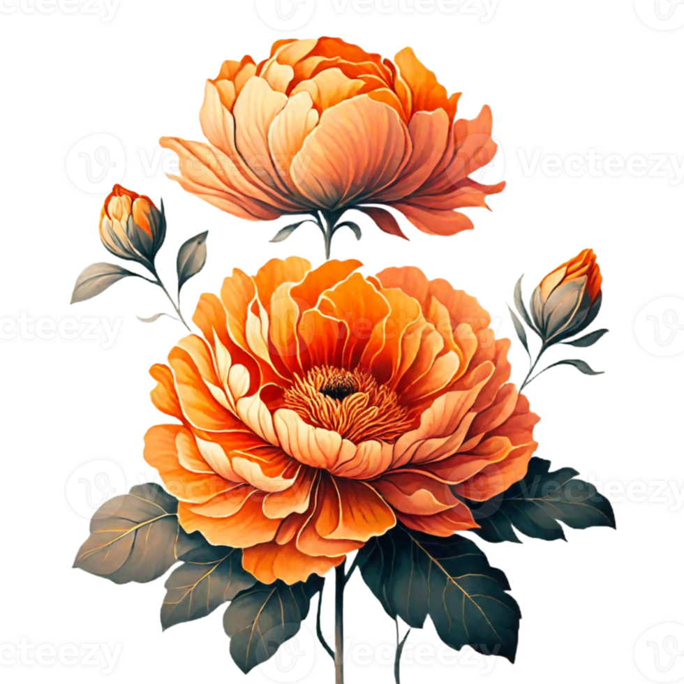 AI generated orange flower floral png