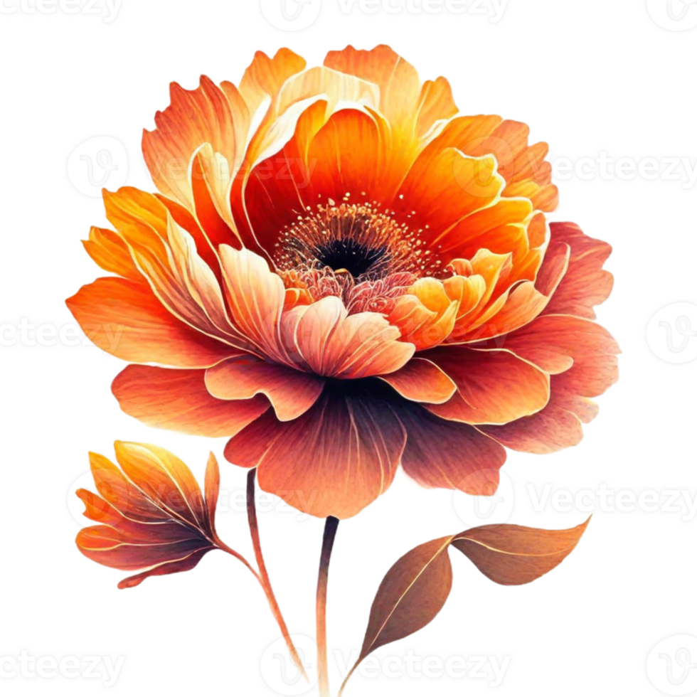 AI generated orange flower floral png
