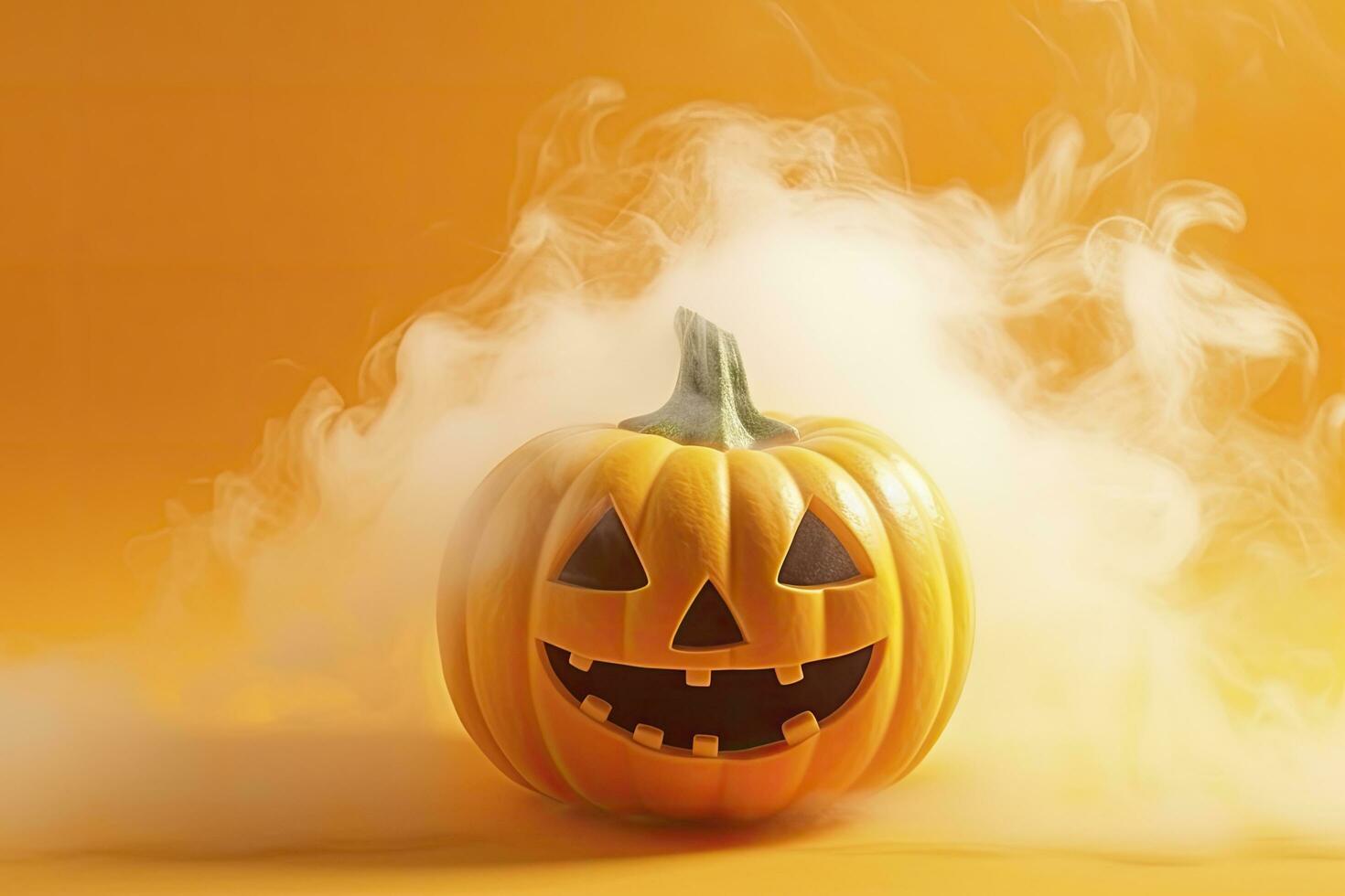 AI generated Halloween pumpkin with steam. AI Generated photo