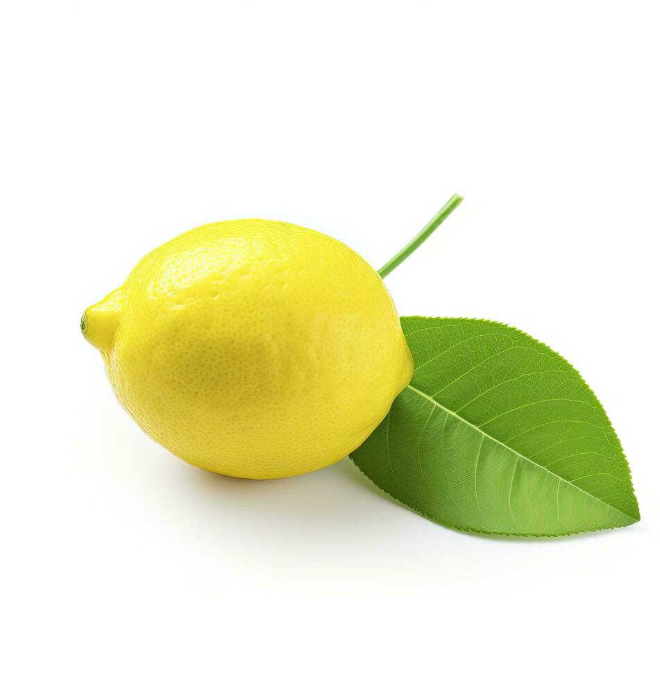 AI generated Lemon with leaf isolated on white background. AI Generated photo