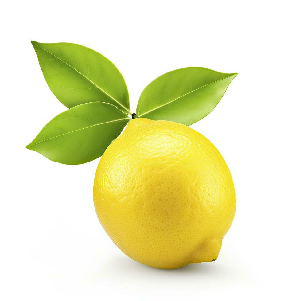 AI generated Lemon with leaf isolated on white background. AI Generated photo