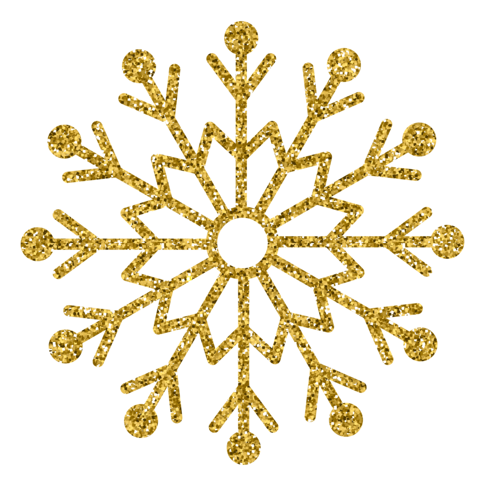 Gold glitter snowflake christmas decoration luxury ornament design for element png