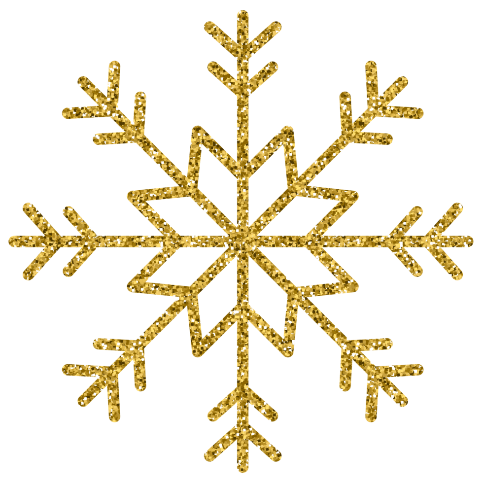 Gold glitter snowflake christmas decoration luxury ornament design for element png