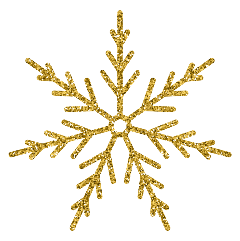 Gold glitter snowflake christmas decoration luxury ornament design for element png