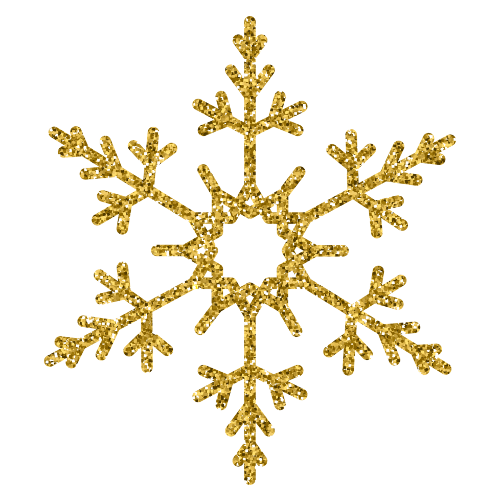 Gold glitter snowflake christmas decoration luxury ornament design for element png