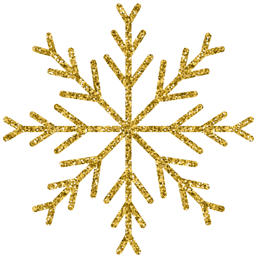 Gold glitter snowflake christmas decoration luxury ornament design for element png