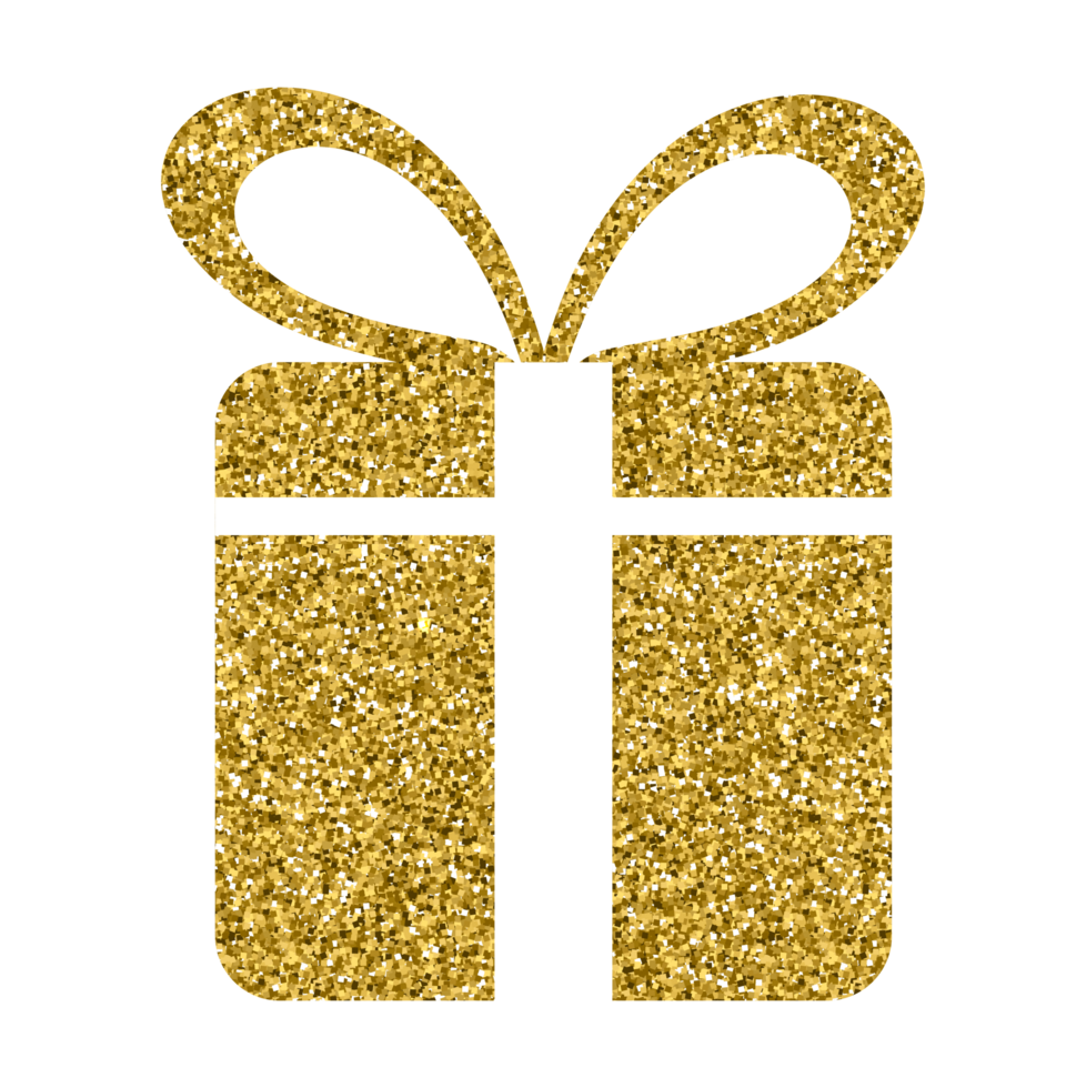Gold glitter shiny christmas gift box luxury decoration ornament design for element png