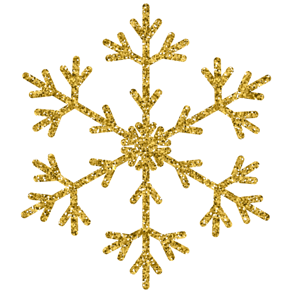 Gold glitter snowflake christmas decoration luxury ornament design for element png