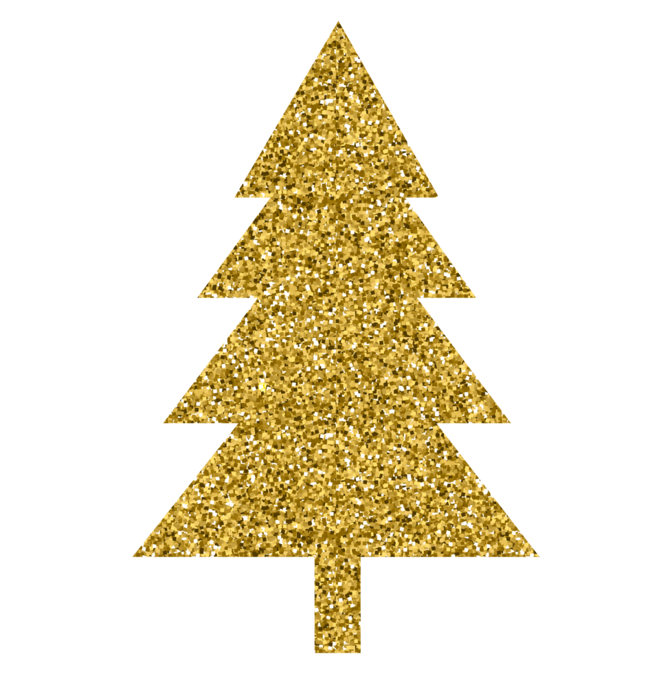 Gold glitter Christmas tree luxury decoration design for element png