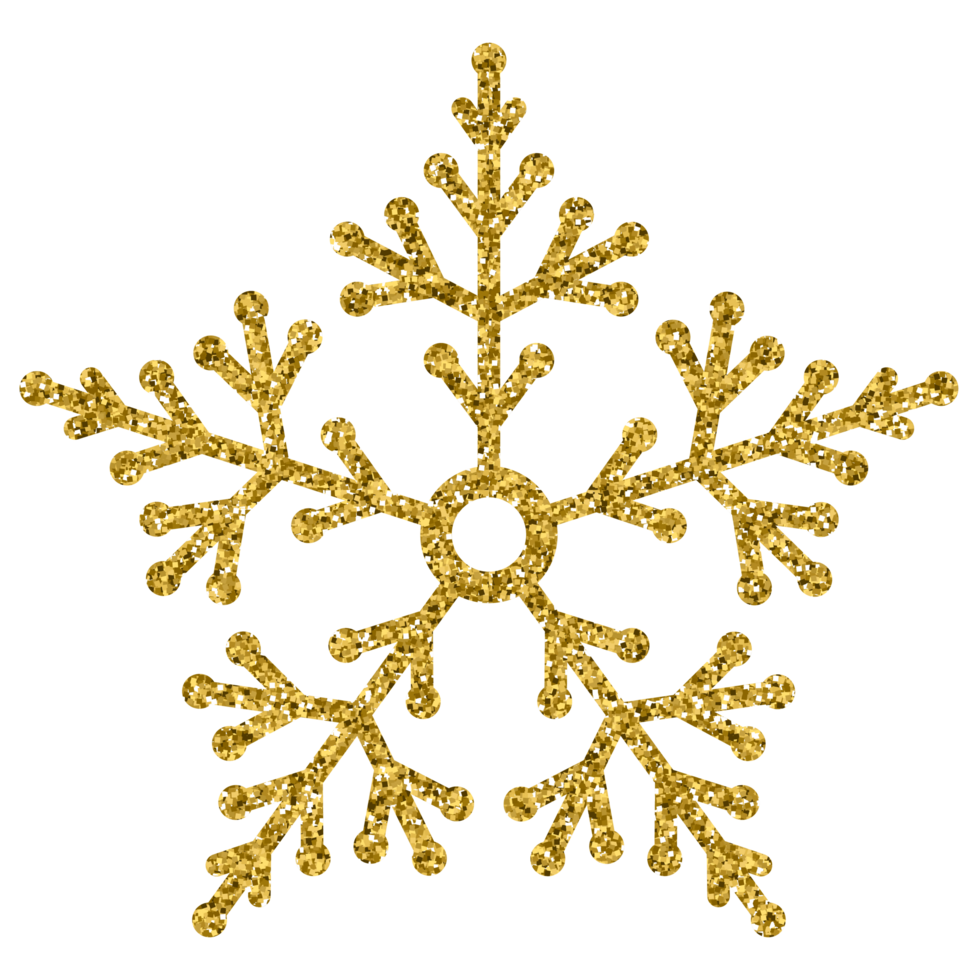 Gold glitter snowflake christmas decoration luxury ornament design for element png