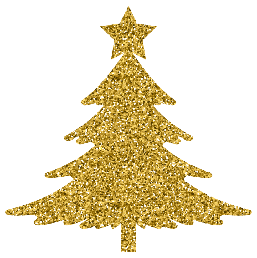 guld glitter jul träd lyx dekoration design för element png