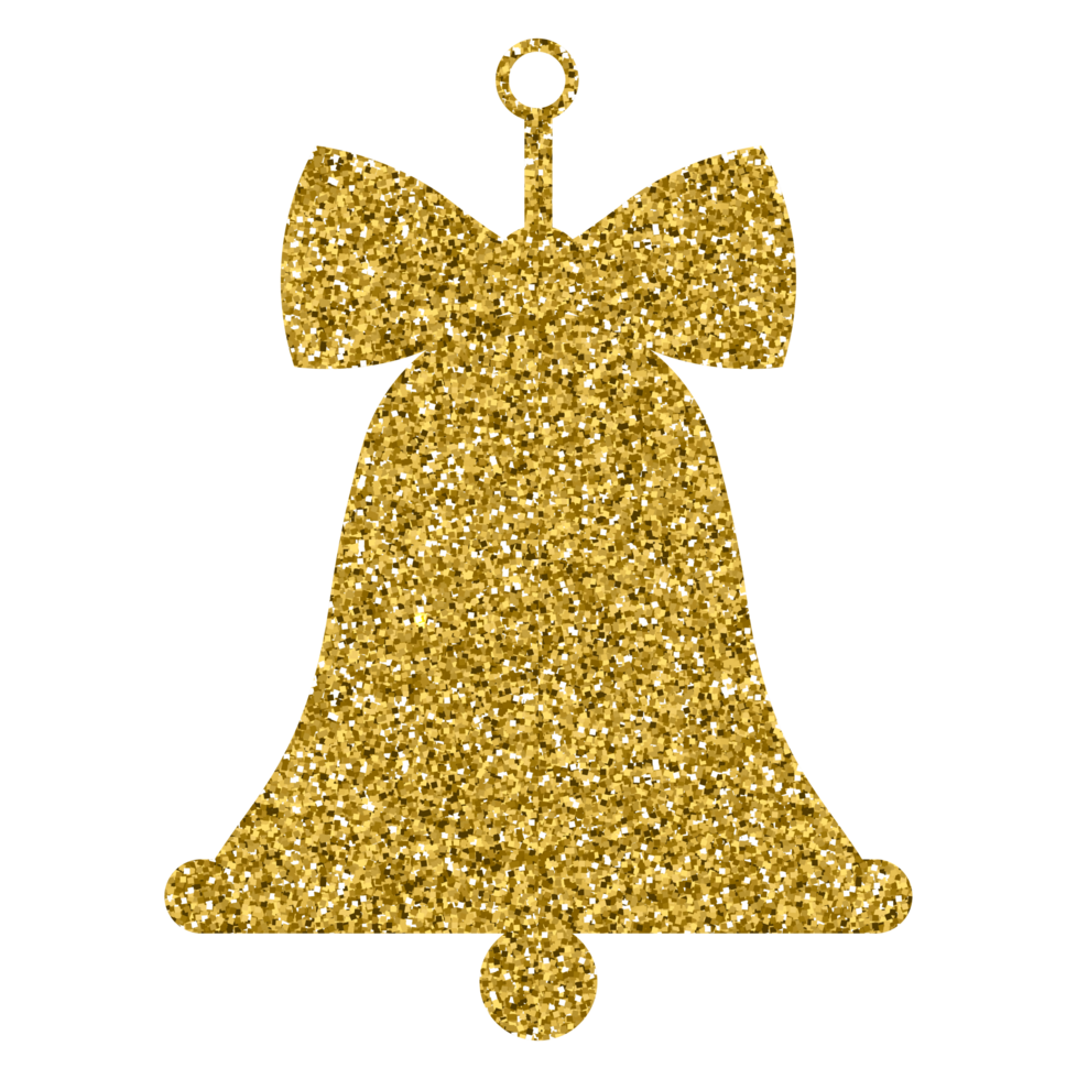 Gold glitter shiny christmas bell luxury decoration ornament design for element png