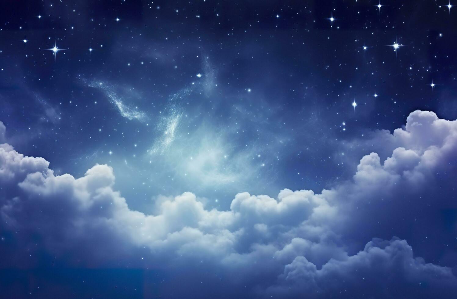 ai generado espacio de noche cielo con nubes y estrellas. generativo ai foto